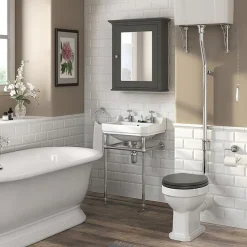 Old London Traditional Mirror Cabinet (650mm Wide - Charcoal) -Hudson Reed Sales daf604 nd1