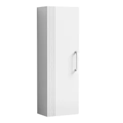 Roxbury Deco Fluted White Wall Hung Tall Storage Cabinet With Chrome Handle