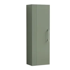 Roxbury Deco Fluted Green Wall Hung Tall Storage Cabinet With Chrome Handle