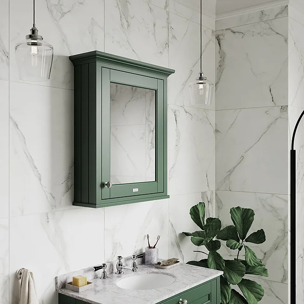 Old London 600mm Mirror Cabinet - Hunter Green 1 Old London 600mm Mirror Cabinet - Hunter Green