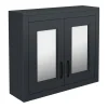 Chatsworth Graphite 2-Door Mirror Cabinet - 690mm Wide With Matt Black Handles