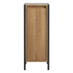 Milan Bathroom Milan Industrial Matt Black Framed 1-Door Bathroom Storage Unit - Wood Effect -Hudson Reed Sales mil353md1