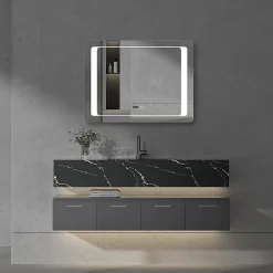 Toreno 800x600mm LED Illuminated Bathroom Mirror Inc. Anti-Fog & Touch Sensor -Hudson Reed Sales mir019 d3n
