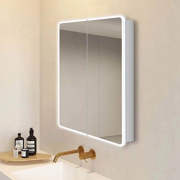 Toreno 700 X 650mm LED Illuminated 2-Door Mirror Cabinet With Motion Sensor, Shaving Socket & Anti-Fog 2 Toreno 700 X 650mm LED Illuminated 2-Door Mirror Cabinet With Motion Sensor, Shaving Socket & Anti-Fog - Image 2