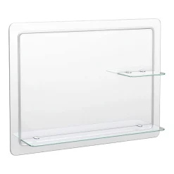 Trafalgar 800 X 600mm Rectangular Bevelled Bathroom Mirror With 2 X Glass Shelves