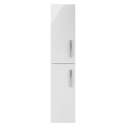 Klyn Bathroom Brooklyn Wall Hung 2 Door Tall Storage Cabinet - White Gloss -Hudson Reed Sales mod162 detail1