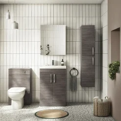 Klyn Bathroom Brooklyn Wall Hung 2 Door Tall Storage Cabinet - Grey Avola -Hudson Reed Sales mod562 n d1