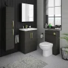 Klyn Bathroom Brooklyn Black Wall Hung Tall Storage Cabinet With Brushed Brass Handles