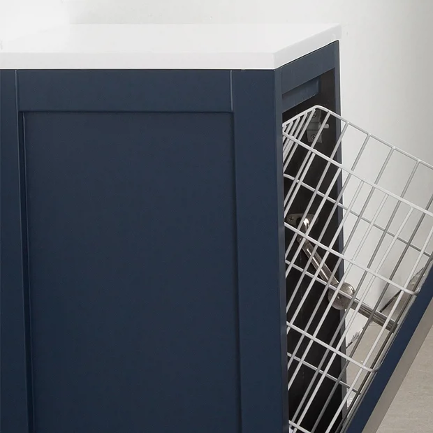 Victorian Plumbing Montrose Indigo Blue Laundry Unit With Brushed Brass Handle 3 Victorian Plumbing Montrose Indigo Blue Laundry Unit With Brushed Brass Handle - Image 3