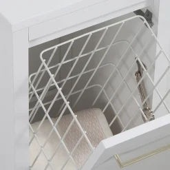 Victorian Plumbing Montrose White Laundry Unit With Brushed Brass Handle -Hudson Reed Sales mtlamwbb d1