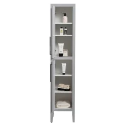 Victorian Plumbing Montrose Dove Grey Tall Storage Unit With Chrome Handles