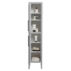 Victorian Plumbing Montrose Dove Grey Tall Storage Unit With Matt Black Handles
