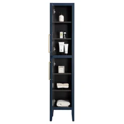 Victorian Plumbing Montrose Indigo Blue Tall Storage Unit With Brushed Brass Handles