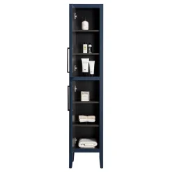 Victorian Plumbing Montrose Indigo Blue Tall Storage Unit With Matt Black Handles