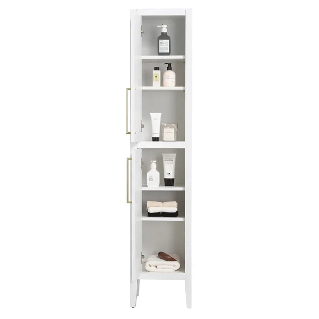Victorian Plumbing Montrose White Tall Storage Unit With Brushed Brass Handles 3 Victorian Plumbing Montrose White Tall Storage Unit With Brushed Brass Handles - Image 3