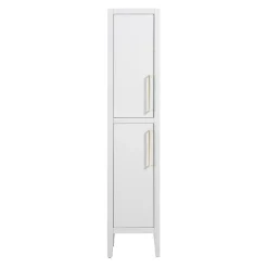 Victorian Plumbing Montrose White Tall Storage Unit With Brushed Brass Handles