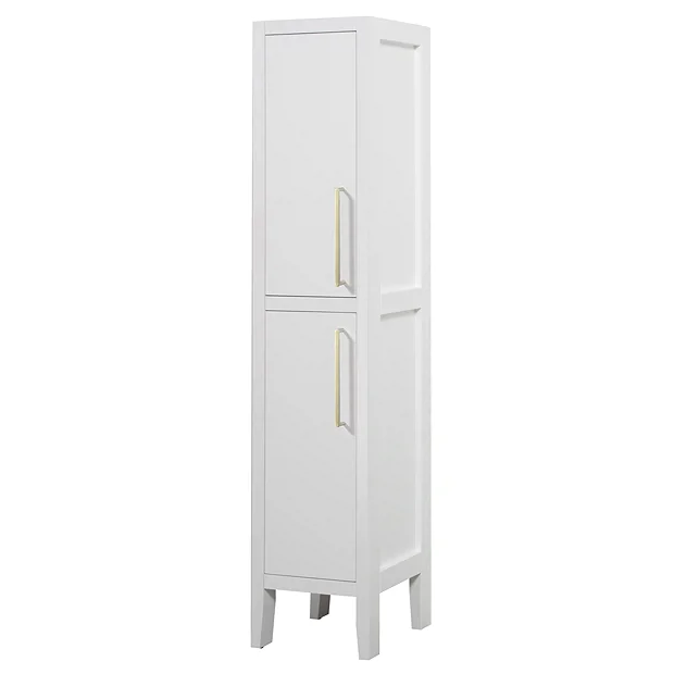 Victorian Plumbing Montrose White Tall Storage Unit With Brushed Brass Handles 2 Victorian Plumbing Montrose White Tall Storage Unit With Brushed Brass Handles - Image 2