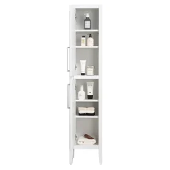 Victorian Plumbing Montrose White Tall Storage Unit With Chrome Handles -Hudson Reed Sales mtumwcp d1