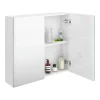 Klyn Bathroom Brooklyn 800mm Gloss White Bathroom Mirror Cabinet - 2 Door