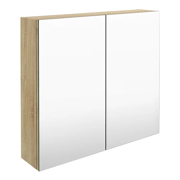 Klyn Bathroom Brooklyn 800mm Natural Oak Bathroom Mirror Cabinet - 2 Door 2 Klyn Bathroom Brooklyn 800mm Natural Oak Bathroom Mirror Cabinet - 2 Door - Image 2
