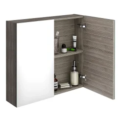 Klyn Bathroom Brooklyn 800mm Grey Avola Bathroom Mirror Cabinet - 2 Door -Hudson Reed Sales off519 d4