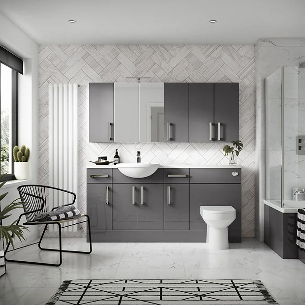 Hudson Reed 800x355mm Gloss Grey Full Depth Vanity Unit 1 Hudson Reed 800x355mm Gloss Grey Full Depth Vanity Unit