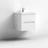 Nuie Elbe Satin White 600mm Wall Hung 2-Drawer Vanity Unit