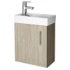 Nuie - Minimalist Compact Wall Hung Basin Unit W400 X D222mm - Light Oak