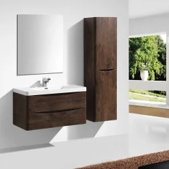 Monza­­ Bathroom Monza Chestnut Tall Wall Hung Storage Unit - 1500mm High -Hudson Reed Sales rondachestnuttallwallhungstorageunit1500mmhighd1