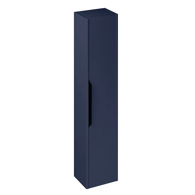 Itton Bathroom Britton Shoreditch Wall-Hung Tall Cabinet With Black Handle - Matt Blue 2 Itton Bathroom Britton Shoreditch Wall-Hung Tall Cabinet With Black Handle - Matt Blue - Image 2