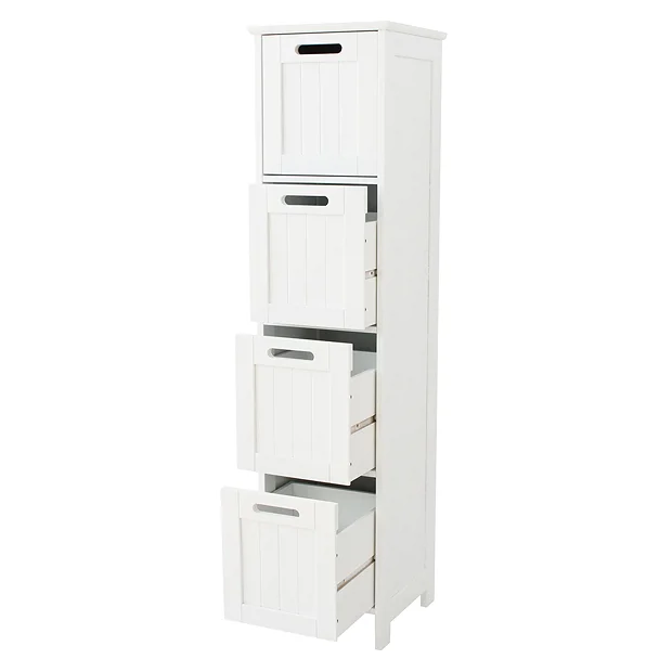 Victorian Plumbing Tongue And Groove 4 Drawer Bathroom Storage Unit - White 1 Victorian Plumbing Tongue And Groove 4 Drawer Bathroom Storage Unit - White