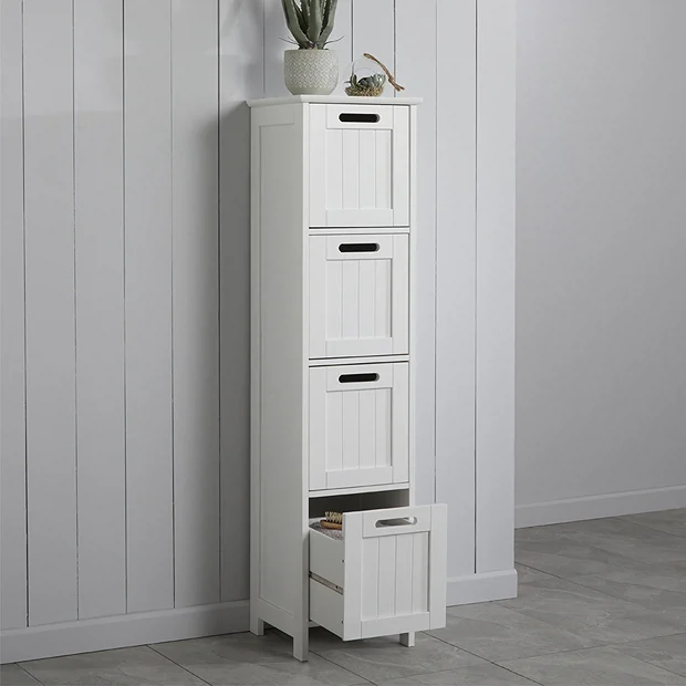 Victorian Plumbing Tongue And Groove 4 Drawer Bathroom Storage Unit - White 2 Victorian Plumbing Tongue And Groove 4 Drawer Bathroom Storage Unit - White - Image 2