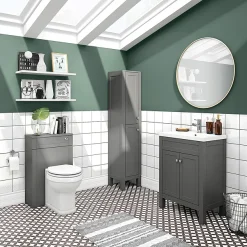 Trafalgar 1600mm Grey Tall Floor Standing Cabinet