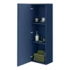 Venice Abstract Wall Hung Tall Storage Cabinet - Blue - With Brushed Brass Square Drop Handle