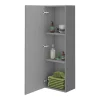 Venice Abstract Wall Hung Tall Storage Cabinet - Grey - With Chrome Square Drop Handle