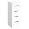 Venice 300x300mm Gloss White 4 Drawer Unit With Brushed Brass Handles