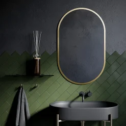Arezzo Brushed Brass 500 X 800mm Capsule Mirror -Hudson Reed Sales ven5080bb d1