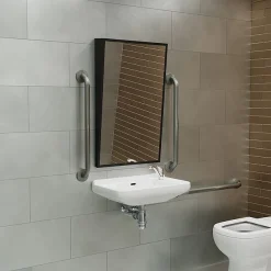 Venice Matt Black 500 X 800mm Angled Mirror -Hudson Reed Sales ven5080mb d1