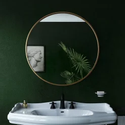 Venice Brushed Brass 600mm Round Mirror -Hudson Reed Sales venr60bra d3 1