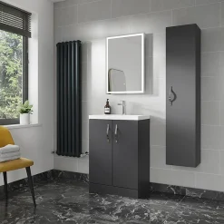 Victorian Plumbing Apollo2 400mm Gloss Grey Tall Wall Hung Unit -Hudson Reed Sales vma460 d3