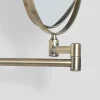 Venice Antique Brass 5x Magnifying Cosmetic Mirror With Curved Wall Plate