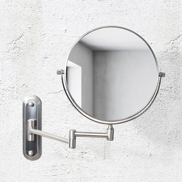 Venice Brushed Nickel 5x Magnifying Cosmetic Mirror With Curved Wall Plate 3 Venice Brushed Nickel 5x Magnifying Cosmetic Mirror With Curved Wall Plate - Image 3