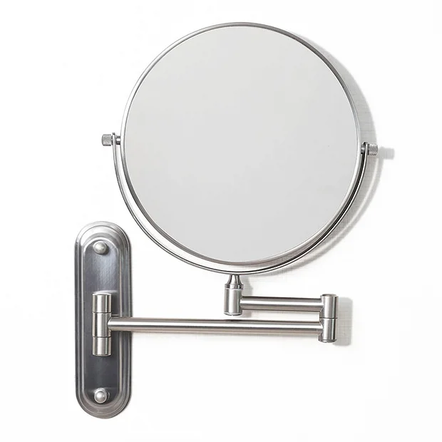 Venice Brushed Nickel 5x Magnifying Cosmetic Mirror With Curved Wall Plate 2 Venice Brushed Nickel 5x Magnifying Cosmetic Mirror With Curved Wall Plate - Image 2