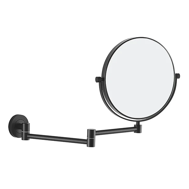 Venice Matt Black 5x Magnifying Cosmetic Mirror With Round Wall Plate 2 Venice Matt Black 5x Magnifying Cosmetic Mirror With Round Wall Plate - Image 2