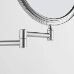 Venice Brushed Nickel 5x Magnifying Cosmetic Mirror With Square Wall Plate