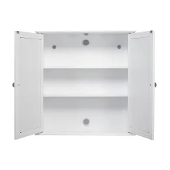 Croydex Ashby White Wooden Double Door Mirror Cabinet With FlexiFix