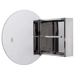 Croydex Severn Circular Door Mirror Cabinet - Stainless Steel -Hudson Reed Sales wc836005 n d1