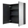 Croydex Dawley Matt Black 600mm Double Door Mirror Cabinet