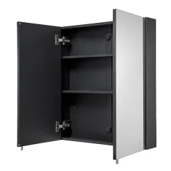 Croydex Dawley Matt Black 600mm Double Door Mirror Cabinet