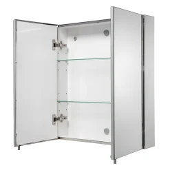 Croydex Finchley Stainless Steel Double Door Mirror Cabinet With FlexiFix -Hudson Reed Sales wc940205 d3